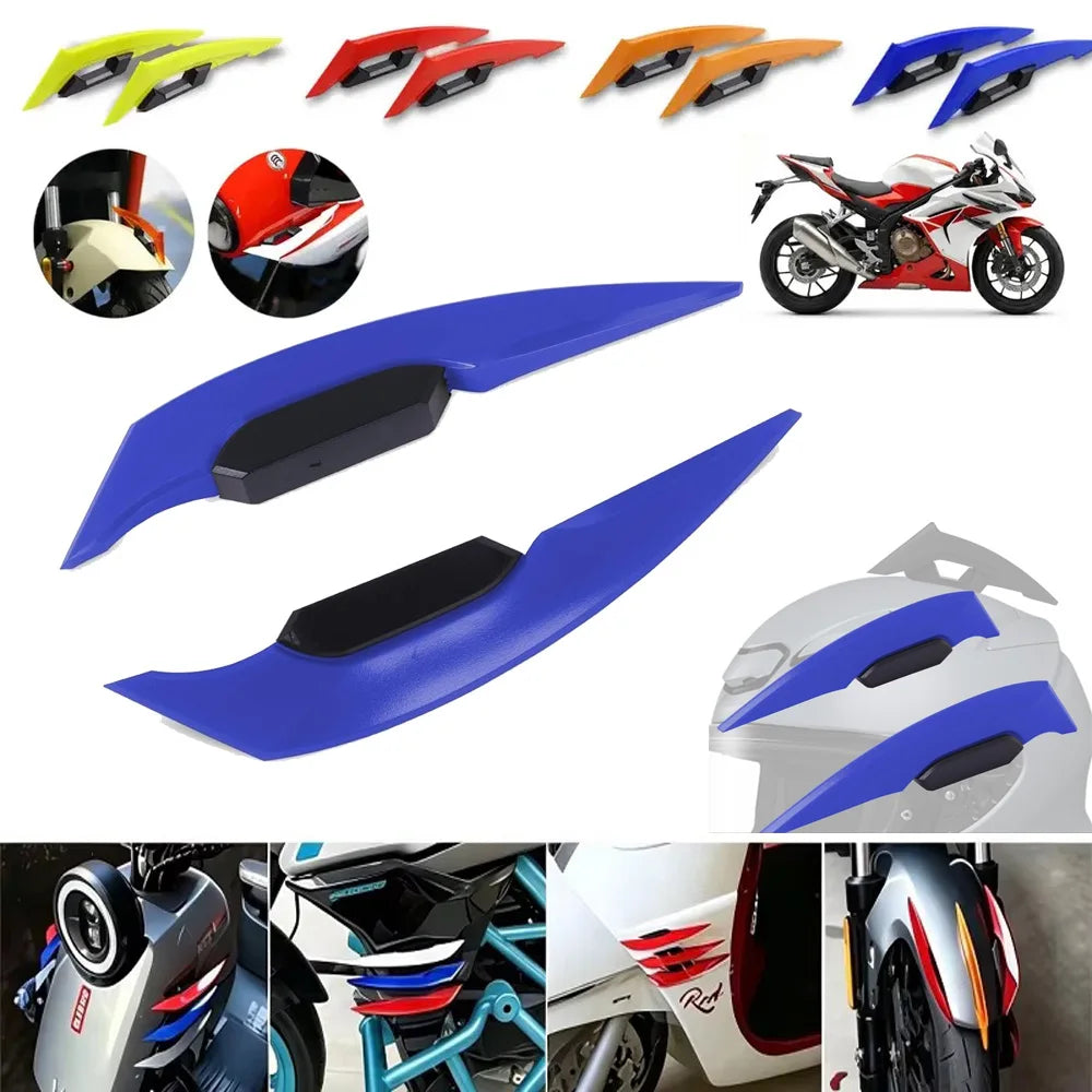 2pcs Universal Refit Motorcycle Winglet Aerodynamic Spoiler Dynamic Wing Decoration Sticker For Motorcycles E-bikes Scooters Quake