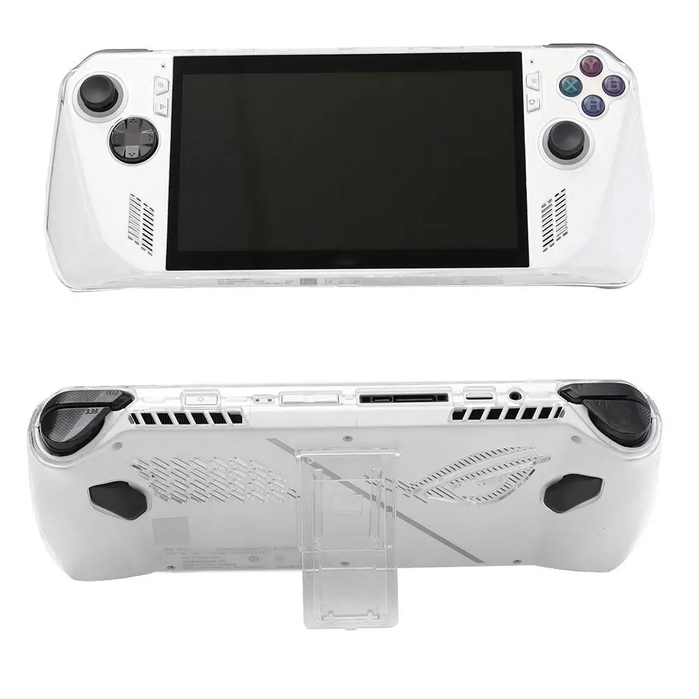 with Kickstand Protective Case Shockproof Transparent Back Cover PC Full Coverage Handheld Console Shell for Asus ROG Ally Quake