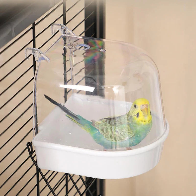 1PCS Hanging Bird Bath Cube Parrots Bathtub Shower Box Cage Accessory For Little Bird Canary Budgerigar Cockatiel Lovebird ﻿ Quake