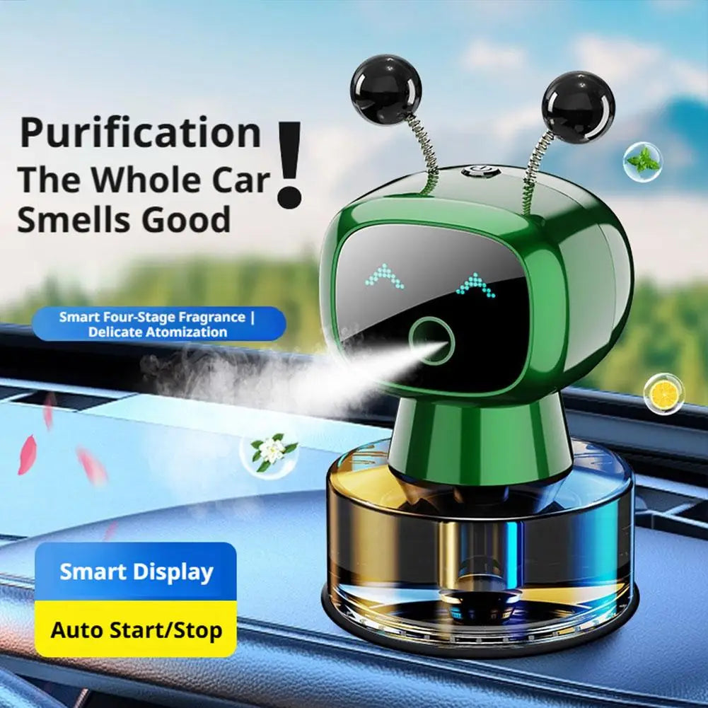 Smart Car Air Freshener AI Rechargeable Car Aroma Diffuser Smart eyes 4 Levels of Adjustable Intelligent Car Diffuser Gift Quake