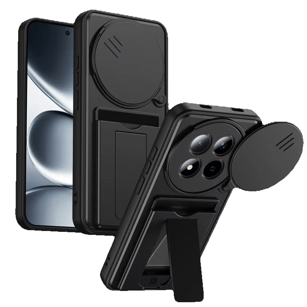 Foldable Stand + Card Holder Phone Case For Redmi NOTE15 PRO 4G Shockproof Hybrid Phone Protector, Soft Hard 2-In-1 Design Quake