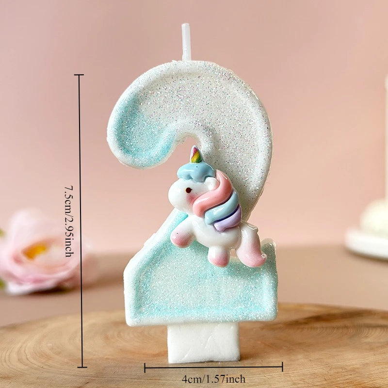 Cartoon Unicorn Digital Candle Birthday Candle Party Festival Cake Decoration Atmosphere Props Quake C