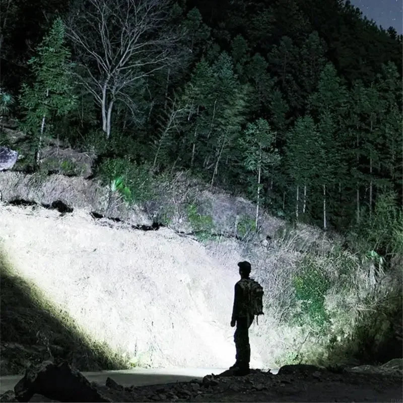 Rechargeable Zoomable Flashlight Double Mode Base 4 Brightness Level Waterproof For Outdoor Camping Emergency K1KF Quake