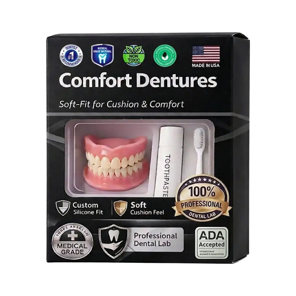 Silicone Fake Teeth Braces Immediate Dentures Comfort Fit Natural Instant Confidence Smile Oral Care for Edentulous Adults Quake 1 set