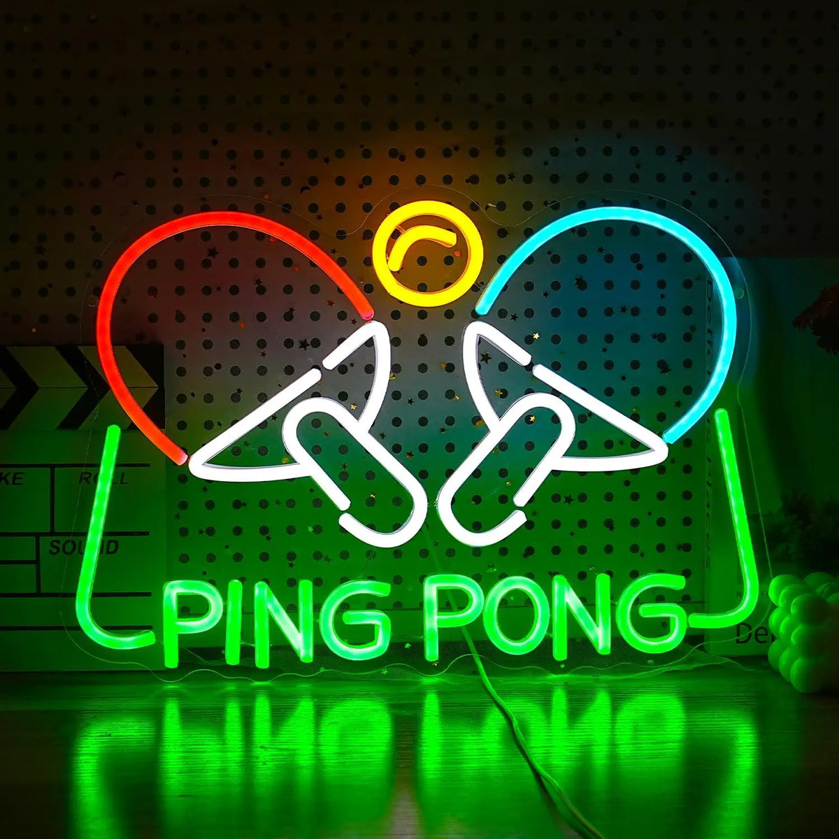 Neon Sign Dimmable Ping Pong Neon Lights for Gymnasium Game Room Bedroom Sport Club Decor Aesthetics Draw Birthday Gifts Quake Ping Pong