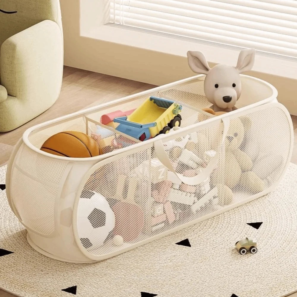 New Sub Block Design Doll Storage Basket with Handle Large-capacity Storage Bucket Side Pocket Laundry Basket Laundry Supplies Quake