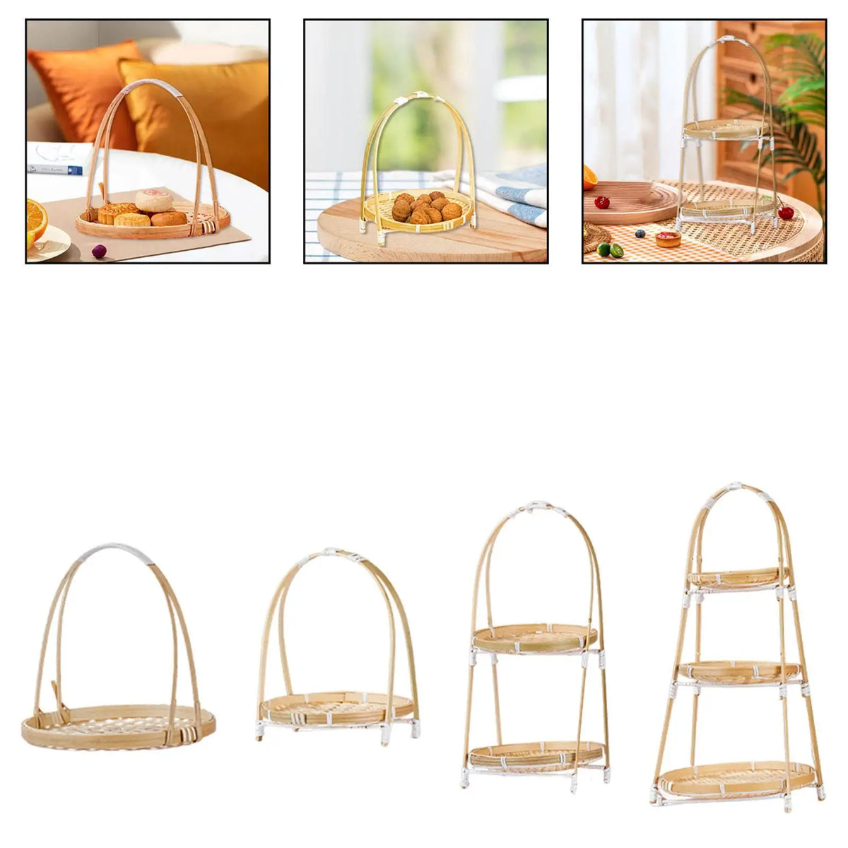 Woven Tray Lightweight Bamboo Snack Basket Multipurpose Organizer for Cookies Serving Cafe Indoor Quake