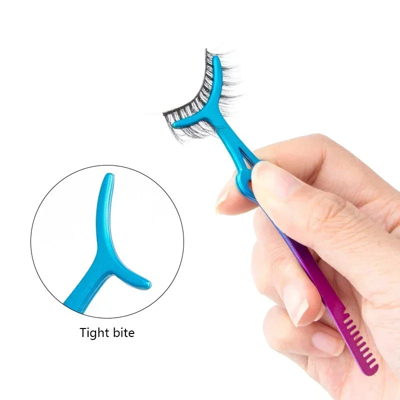 Professional False Eyelash Applicator Tool – Precision Stainless Steel Tweezers for Easy Application & Removal of Fake Lashes Quake