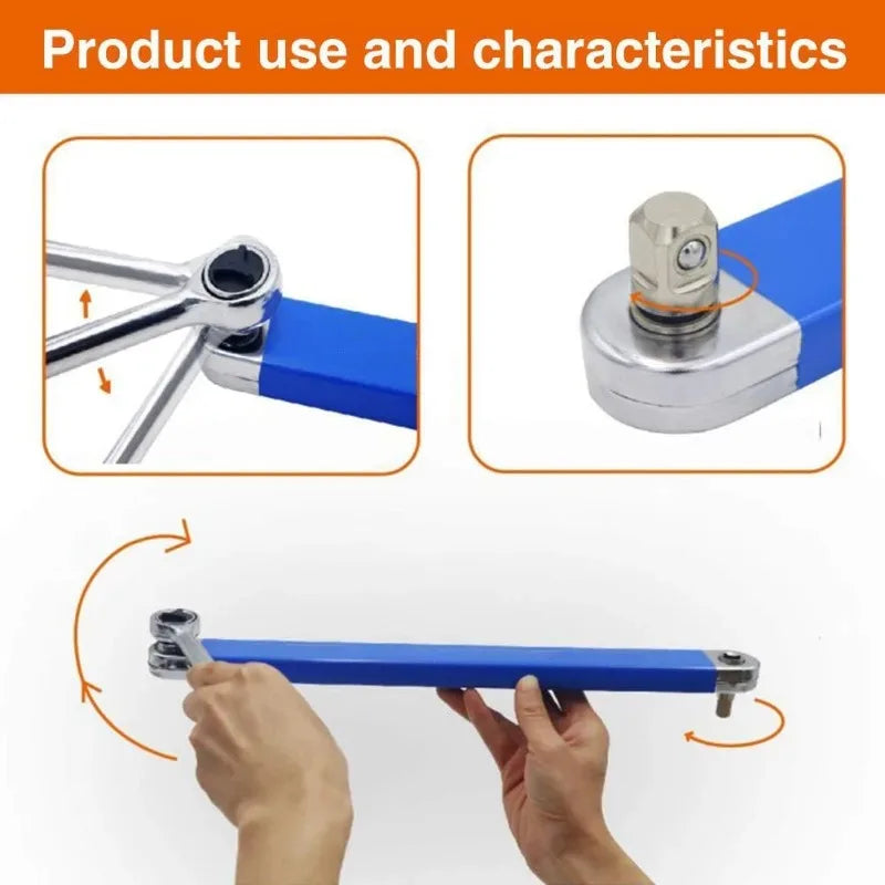 Compact Offset Extension Wrench Dual Purpose Multi Adapter Professional Impact Socket Ratchet Automotive Hand Tool Quake
