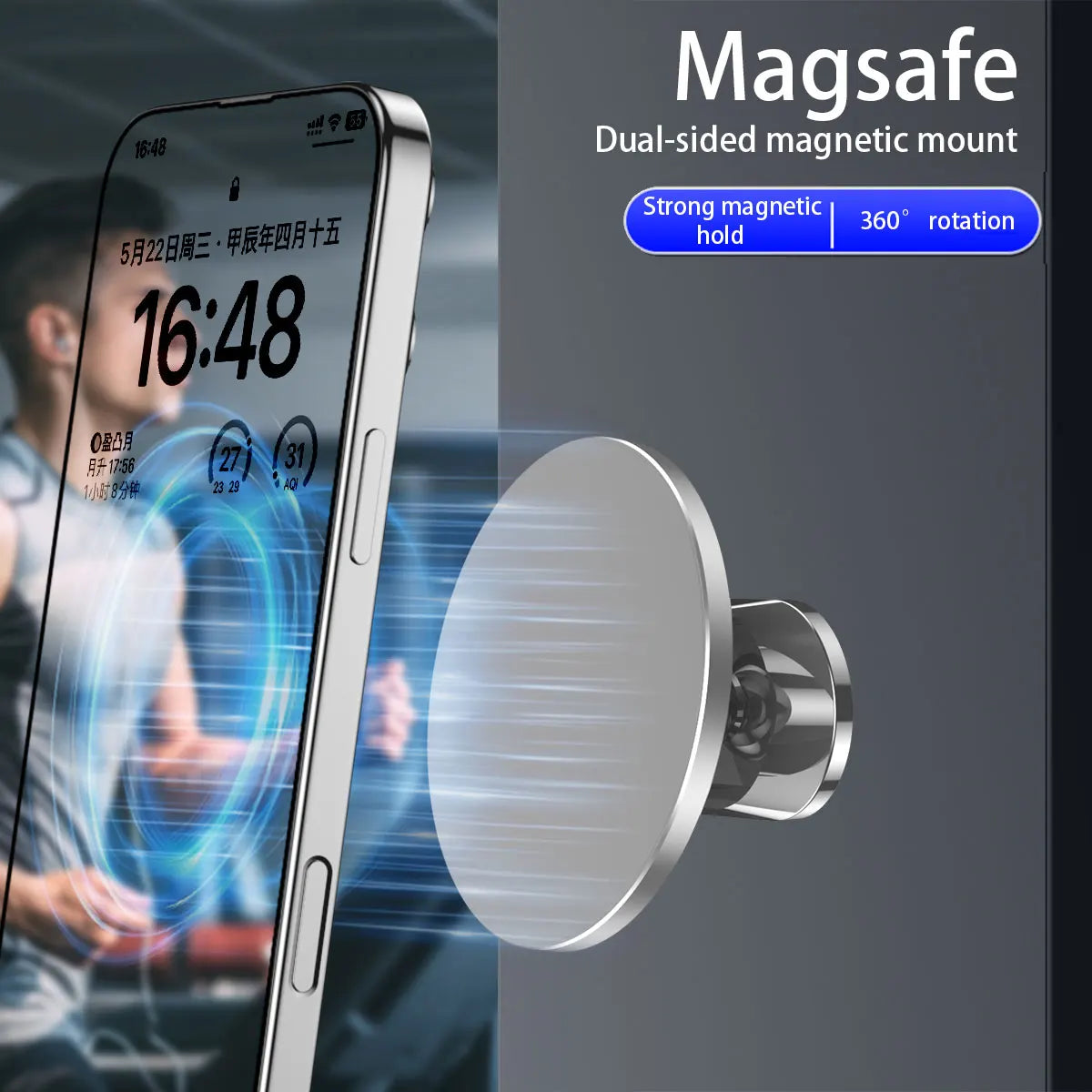 Double sided Magnetic Phone 360 Holder Stand Mobile Cell For Phone Quake Silver