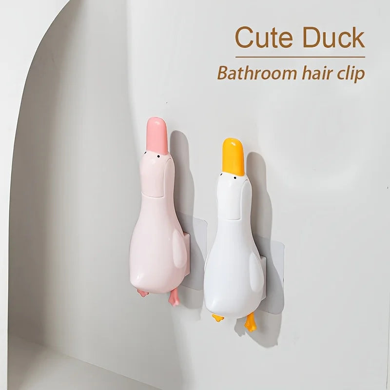 2-in-1 Cute Duck Shaped Double-head Design Cleaning Clip Dust Stain Removal Shovel - Bathroom Cleaner Tool With Drainage Hole Quake