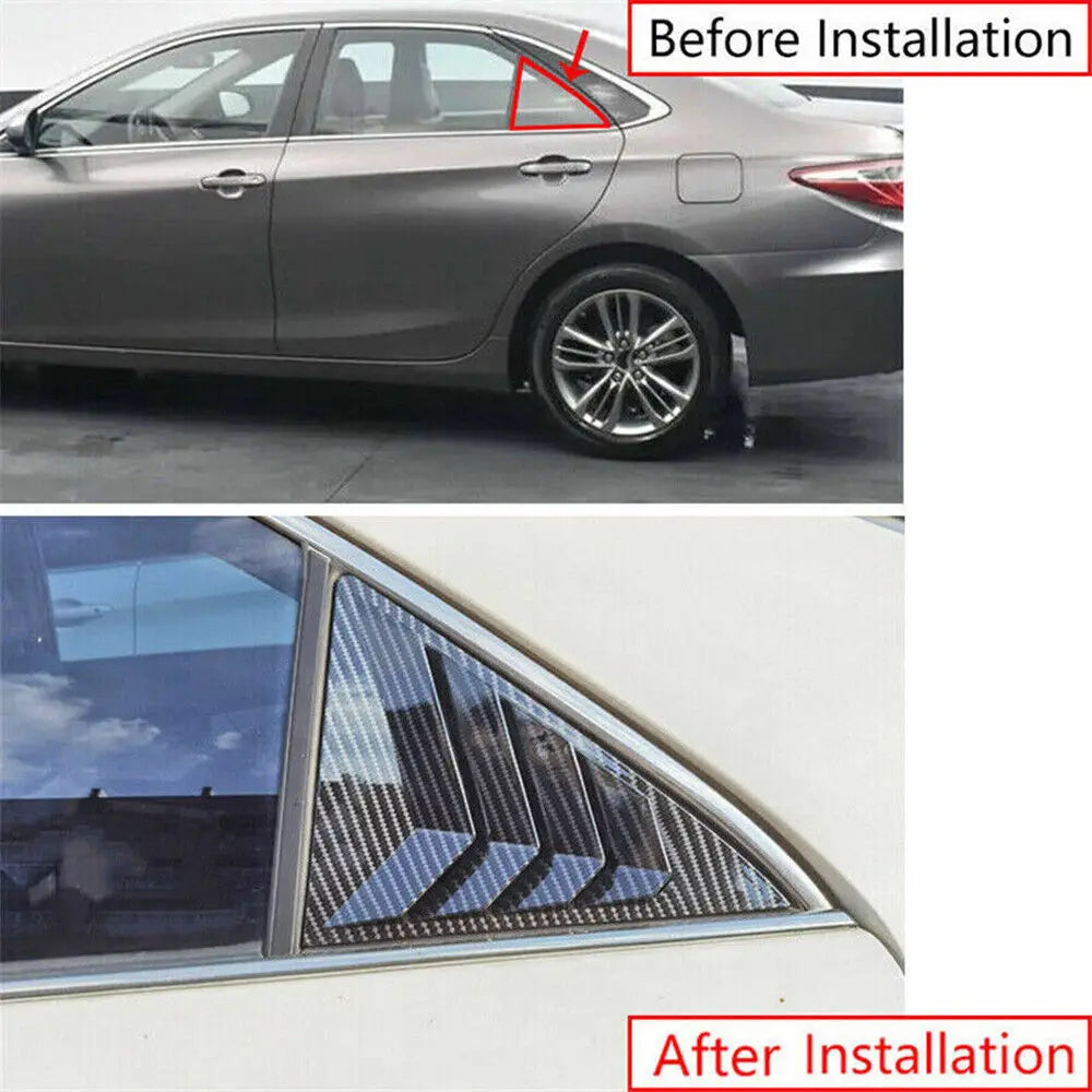 For Toyota Camry Sedan 2012-2017 Car Rear Louver Window Side Shutter Cover Trim Sticker Vent Scoop ABS Carbon Fiber Accessories Quake