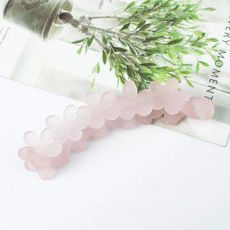 Vintage Flower Hair Claw Women Girl Banana Hairpin Ponytail Hair Clip Clamp Sweet Cute Hair Accessories Korean Styling Crab Claw Quake wm purple