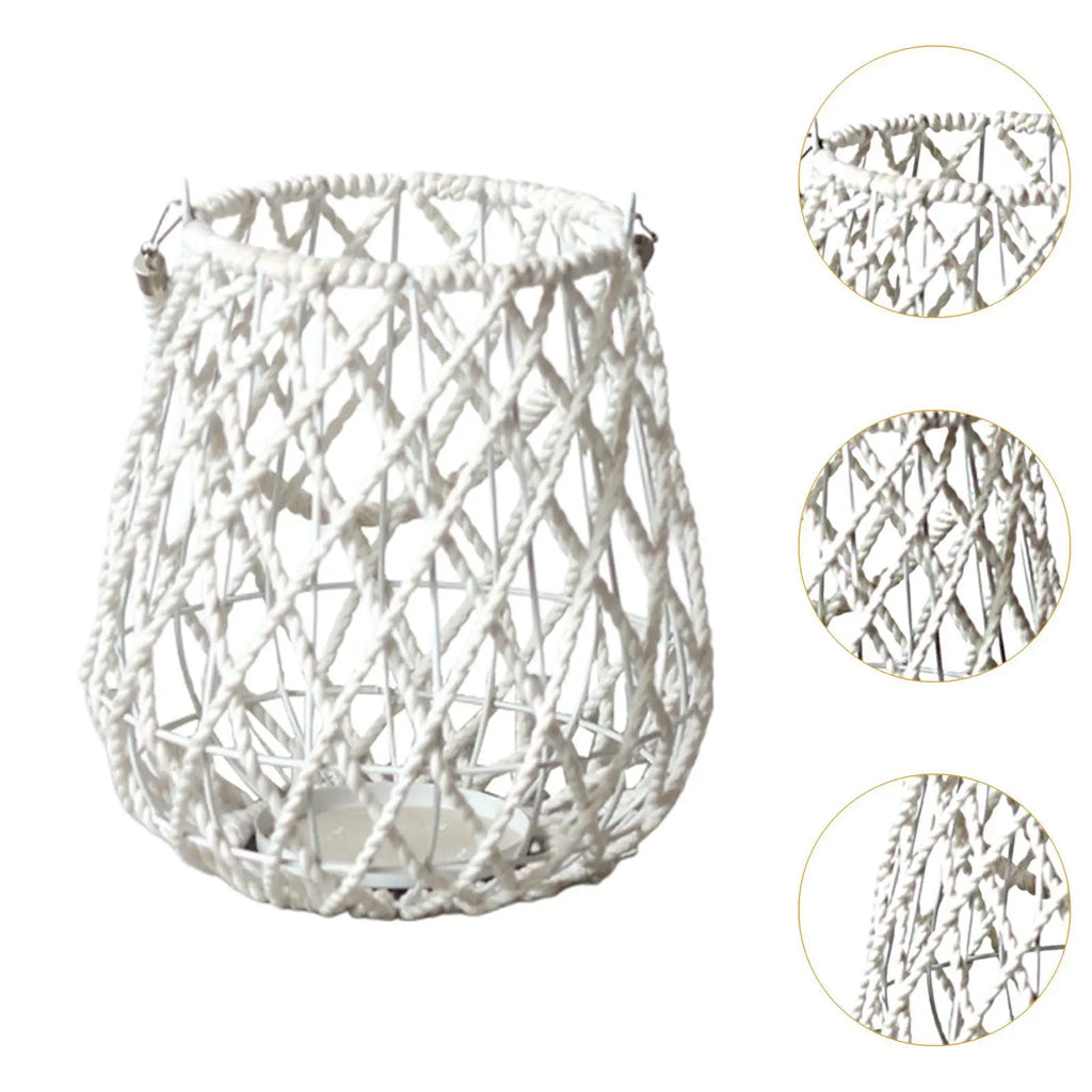 Hanging Candle Holder Woven Rope Tabletop Candle Holder Table Centerpiece for Party Patio Living Room Dining Table Christmas Quake