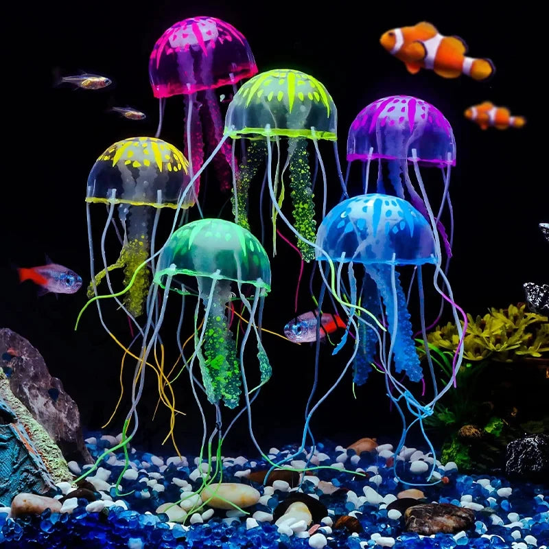 Simulated Jellyfish Fish Tank Decoration, Used For Fish Tank Aquarium Scenery, Can Emit Fluorescence at Night Quake