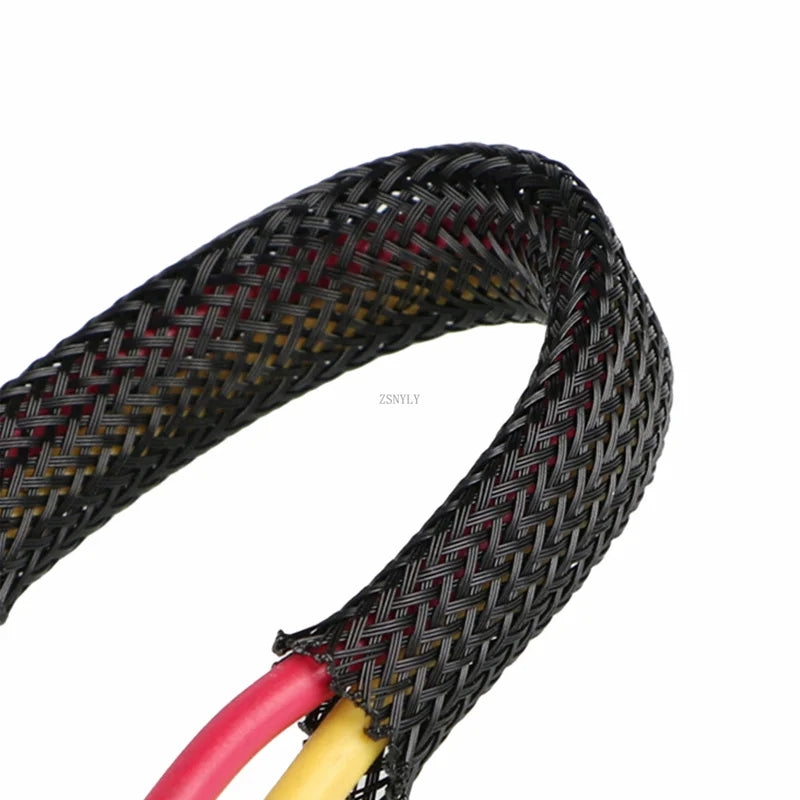 5M/10M Insulated Braid cable Sleeve 10/12/16/20/25mm PET Cable protector Wire Gland Protection Cable Sleeving Shrink Tubing Quake