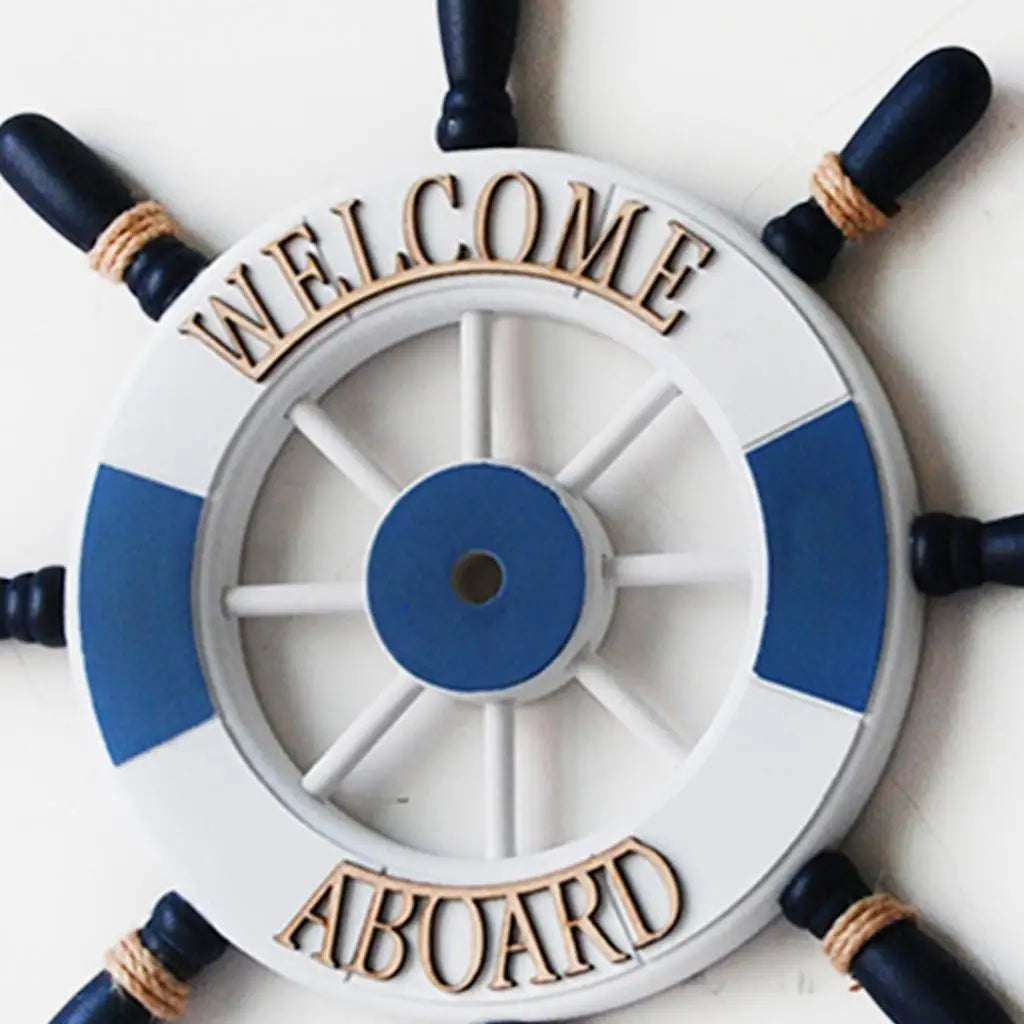 Sea Decor Wooden Ship Wheel Nautical Home Decor Beach House Decoration Ocean Style for Living Space Quake