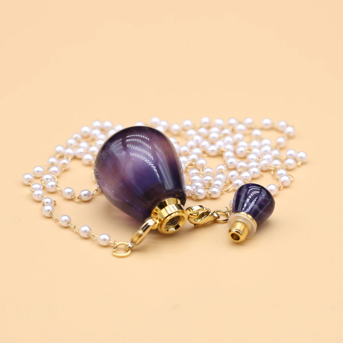 Spring Sweater Chain Perfume Bottle Necklace Natural Stone Fluorite Vase Pendant For Women Christmas Halloween Gift Chain 80cm Quake