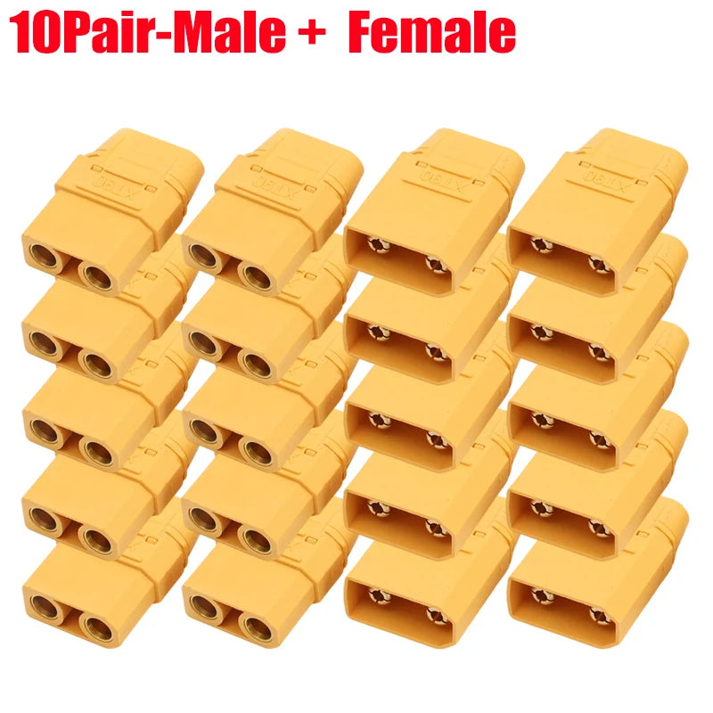 20/1Pairs Male Female XT90 Terminal Plugs for RC Lipo Battery Drone Boat Airplane Welding Wire Cable Adapters Connector Plugs Quake 10Pair-Mixed