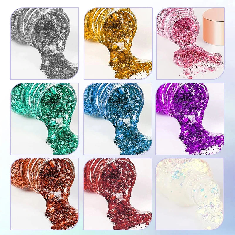 Mermaid Sequin Body Glitter Gel - Long-Lasting Shine for Carnival,Parties, Festival and Stage Performance-Great for Girls Makeup Quake