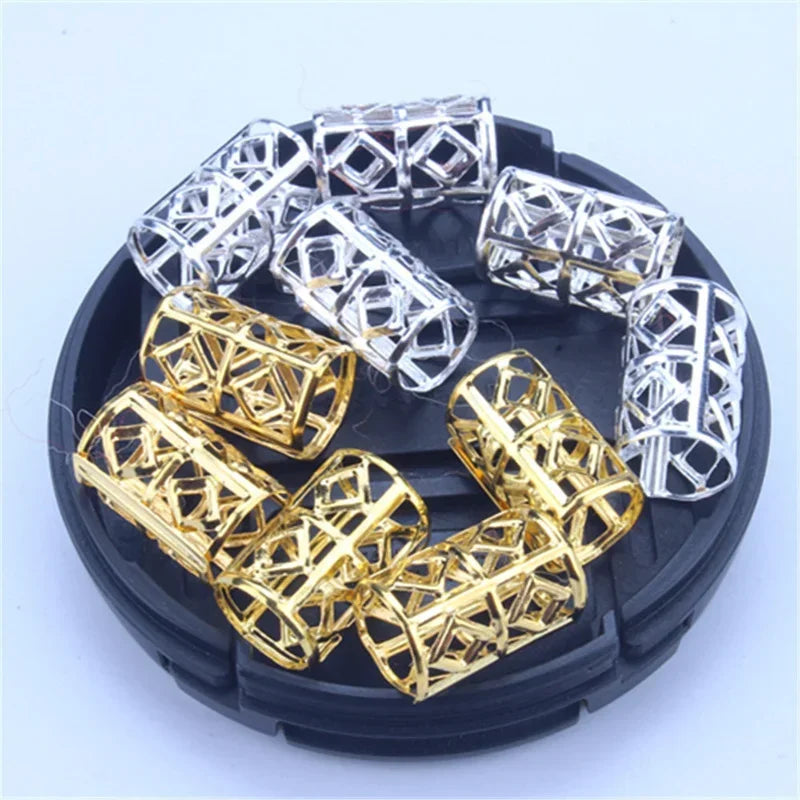 Hair Braided Wig Jewelry Hair Extension Rings Buckle Metal Hollow Out Iron Flower Tube Hair Ring Buckle Headdress Styling Rings Quake