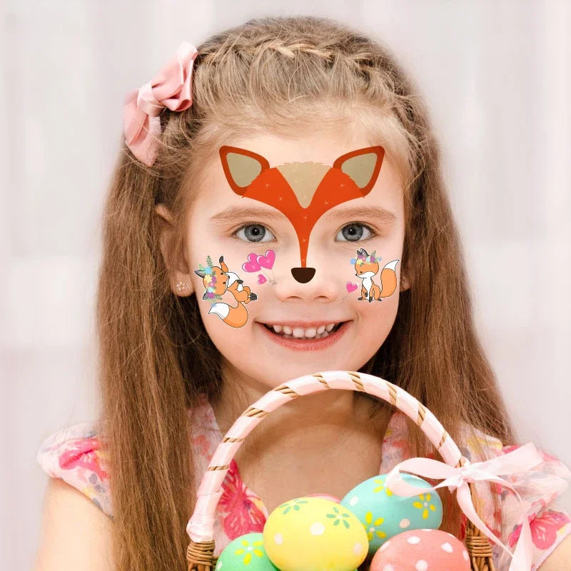 Children‘s Party Face Makeup Decoration Tattoo Sticker Unicorn Mermaid Animal Fun Temporary Tattoo Sticker Water Transfer 1pc Quake