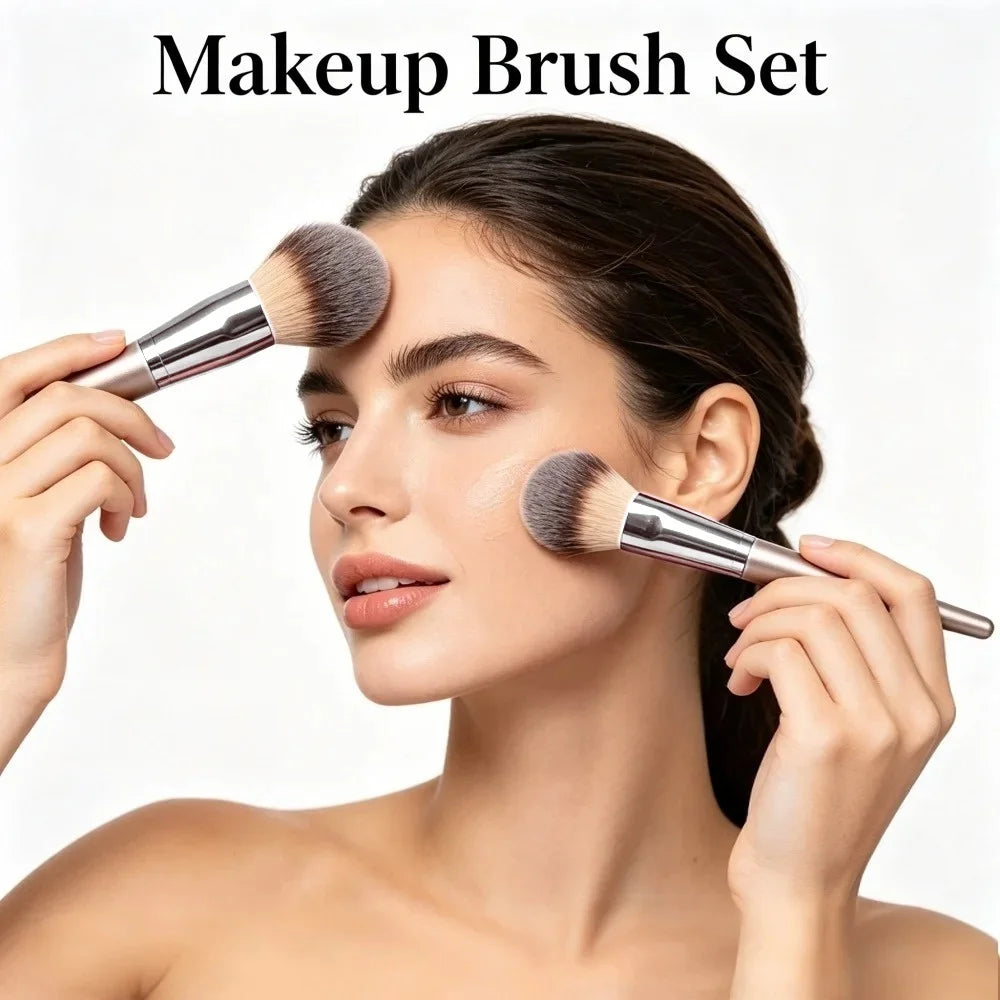 10 Makeup Brush Set Professional Foundation Concealer Powder Eyeshadow Blush Brush Blending Cosmetic Beauty Tool for Face & Eye Quake
