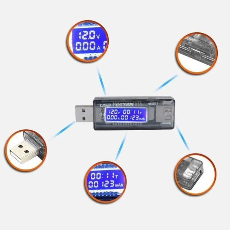USB Power Meter Tester USB Multimeter USB Voltage Current Power Tester Supporting QC2.0 for Fast Charging Devices K1KF Quake