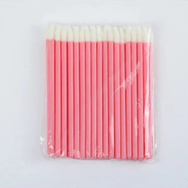 vvocci 50/100pcs Disposable Lip & Eyelash Mascara Applicator Wands- Professional Eye Makeup Brushes for Cosmetic Extension Tools Quake M153 pink 50pcs