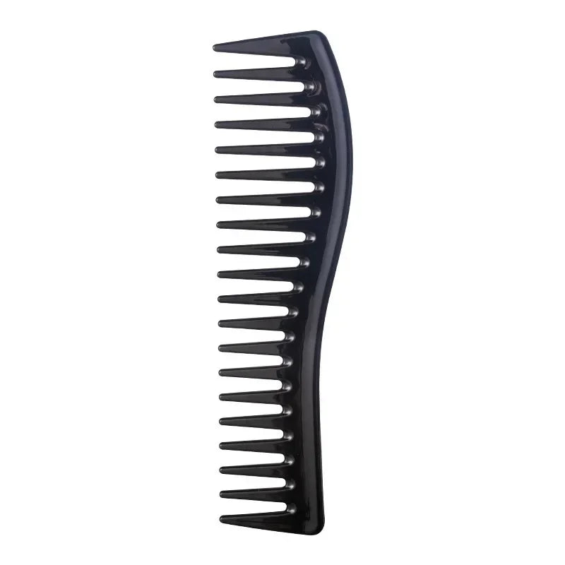 Wide Tooth Plastic Curly Hair Barber Salon Hairdressing Comb Oil Head Men Professional Back Hollow Comb Styling Tool Accessories Quake black