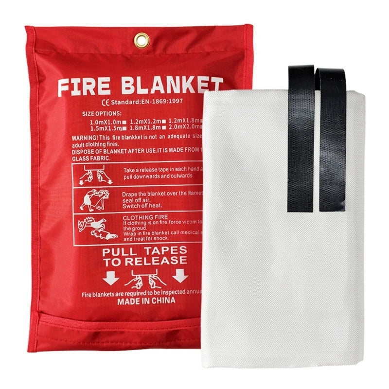 Emergency Blanket with Pull Bands, Glass Fiber Fabric in Hanging for Kitchens, Campsites and Recreation Vehicles K1KF Quake