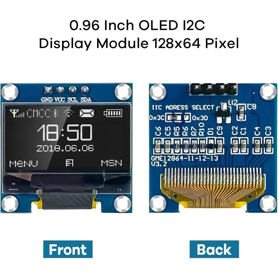 0.96" Inch -OLED Display Screen Module I2C- IIC 128x64 SS - D - 1306 3.3V-5V Blue/blue Yellow/White for Arduino ESP32 ESP8266 Quake