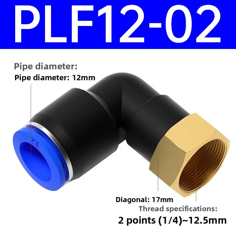 1pcs PLF Pneumatic Fittings Female Thread 1/8 1/4 3/8 1/2 Hose OD 4/6/8/10/12mm Air Elbow Connector Tube Push In Fittings Quake PLF12-02 1 Pcs