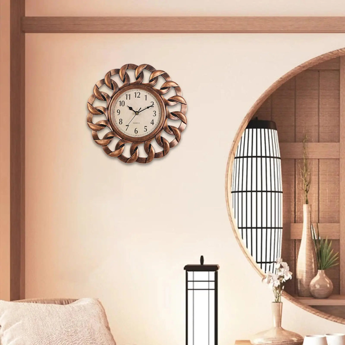 10inch Retro Wall Clock Vintage Non Ticking Quartz Battery Operated Easy Read for Kitchen Quake Bronze