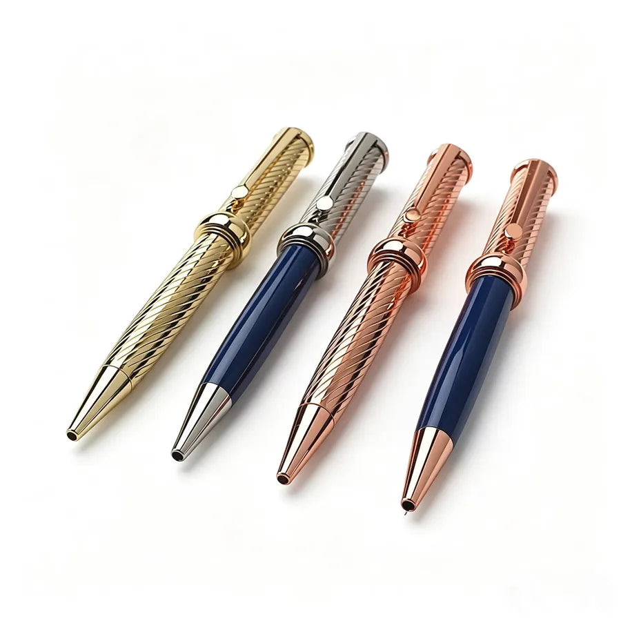 Luxury Metal Ballpoint Pen Spiral Texture Business Signature Pen 0.7mm Black Ink Smooth Writing Office School Stationery Gift Quake