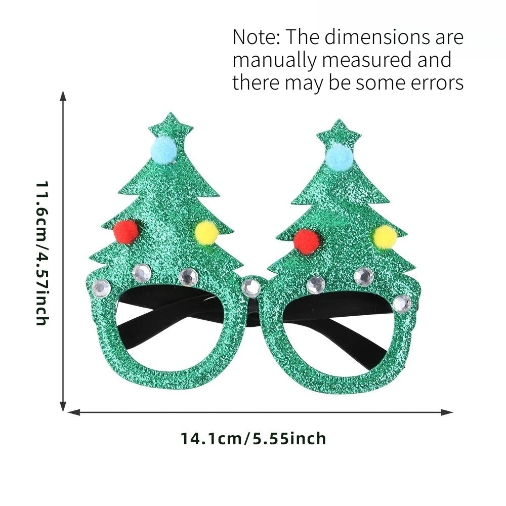1PC Santa Bowknot Eyeglasses Frame Cute Decorative Glasses Dress Up Accessory Photo Prop for Kids Christmas Party Activities Quake Green Christmas tree