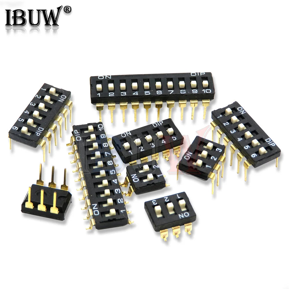 10PCS Slide Type Switch Module 1 ~ 12 Bit 2.54mm Position Way DIP Blue Pitch Toggle Switch Blue Snap Switch For PCB 8PIN 6PIN Quake