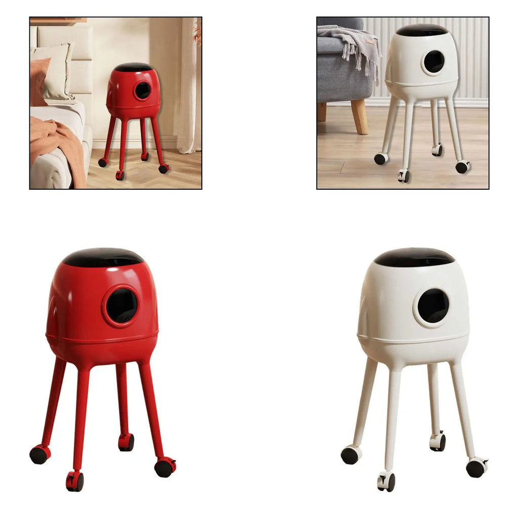 Double Layer Trash Can with Lid High Narrow Garbage Bucket with Wheels for Home Recycling and Storage Quake