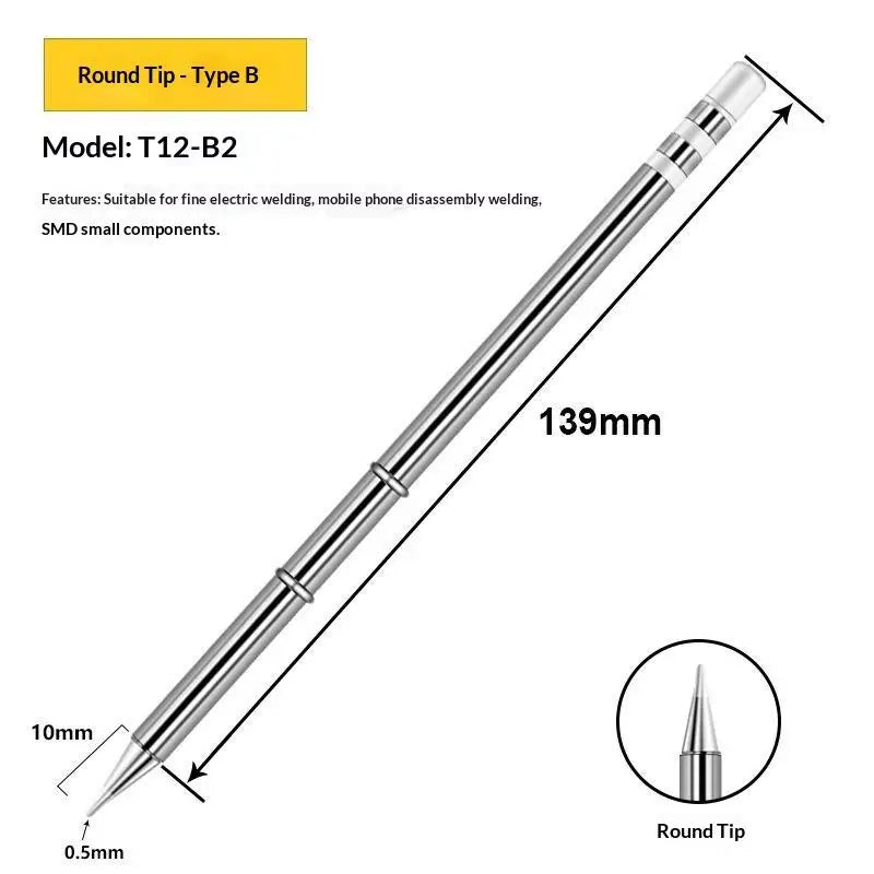 1Pcs T12 Multiple Styles Integrated Soldering Iron Tips Fast Heat Conduction Easy Tinning For DIY Electronic Repair Projects Quake T12 B2