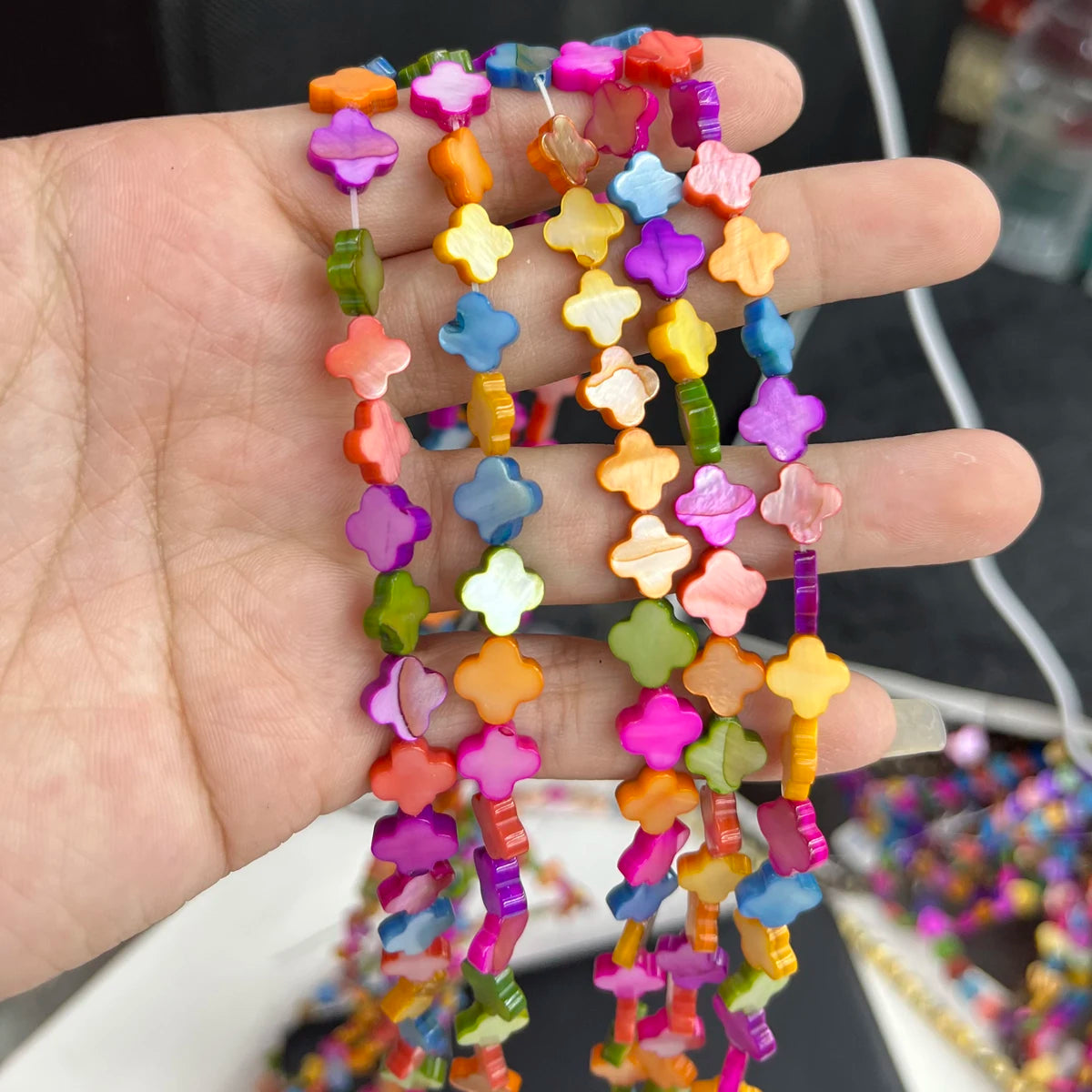 Shell Colorful Isolation Beads Flat Cross Beads 8mm For Jewelry Making DIY Necklace Earrings Bracelet Accessory Quake