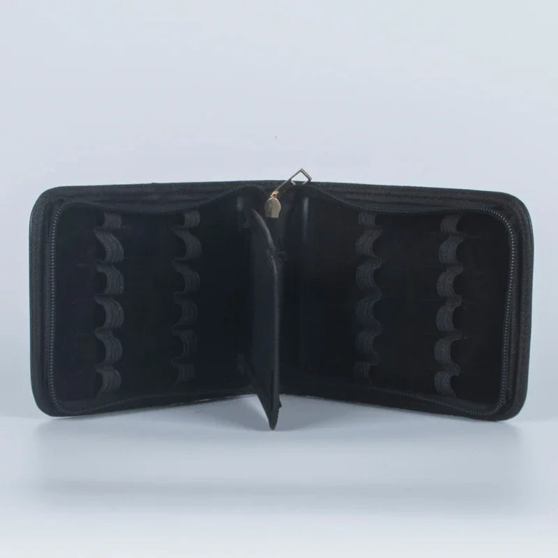 1pcs Special Style Black Pen Or Roller Ball Fountain Pen Leather Case for Only 12 Pen Storage Bag Office Business People Quake