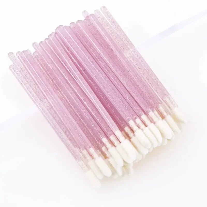 50Pcs/Lot Disposable Crystal Handle Eye Shadow Lip Brush Eyelash Extension Applicator Cleaning Brushes Cosmetic Tool Quake