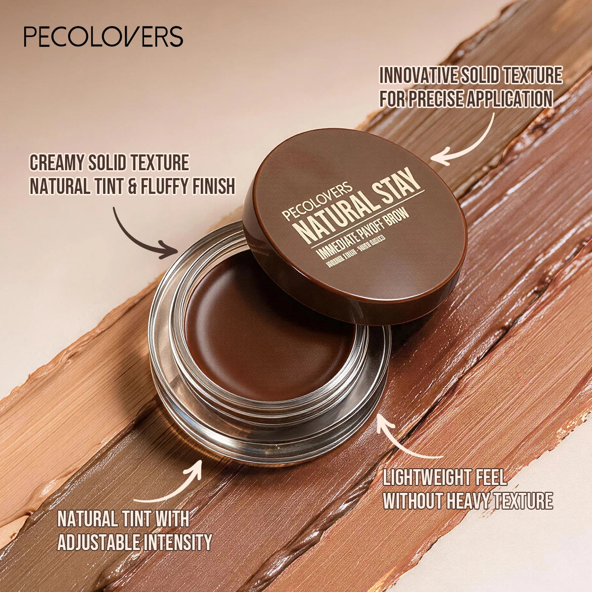 1Pc Creamy Solid Brow Styling Wax Natural Fluffy Brow Gel Smudge Proof Long Lasting Hold Buildable Tint Eyebrow Makeup for Daily Quake