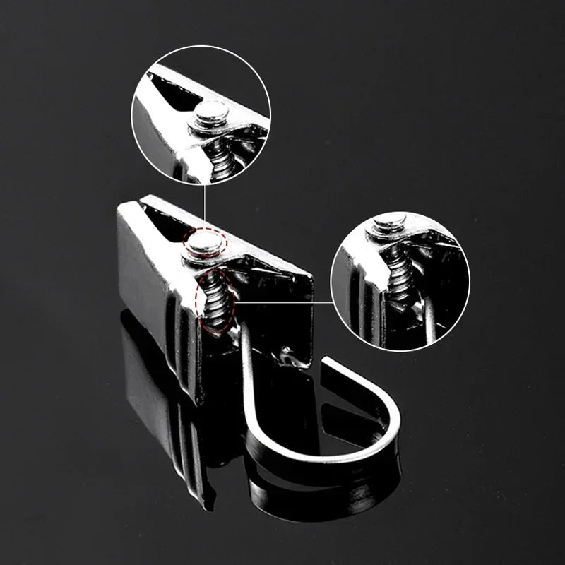 Stainless Steel Curtain Hooks with Clips, 20pcs Sturdy Window Curtain Clips for Home Decor, Durable Metal Hook Accessories Quake