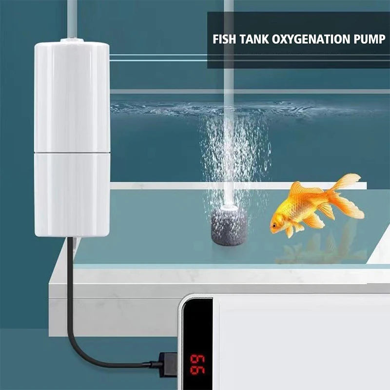 Portable USB Aquarium Air Pump:Mini Oxygenator for Fish Tanks and Aquatic Accessories Quake