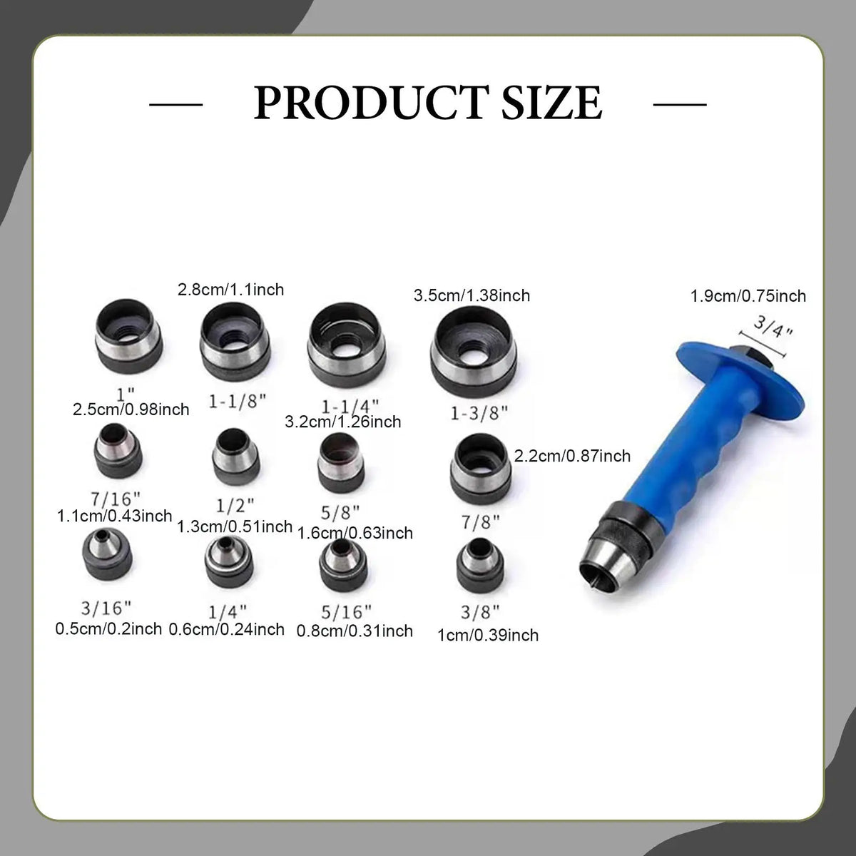 Hole Punch Set Hollow Punch Kit Multiuse Hand Tool Accessories Punches Tool Quake