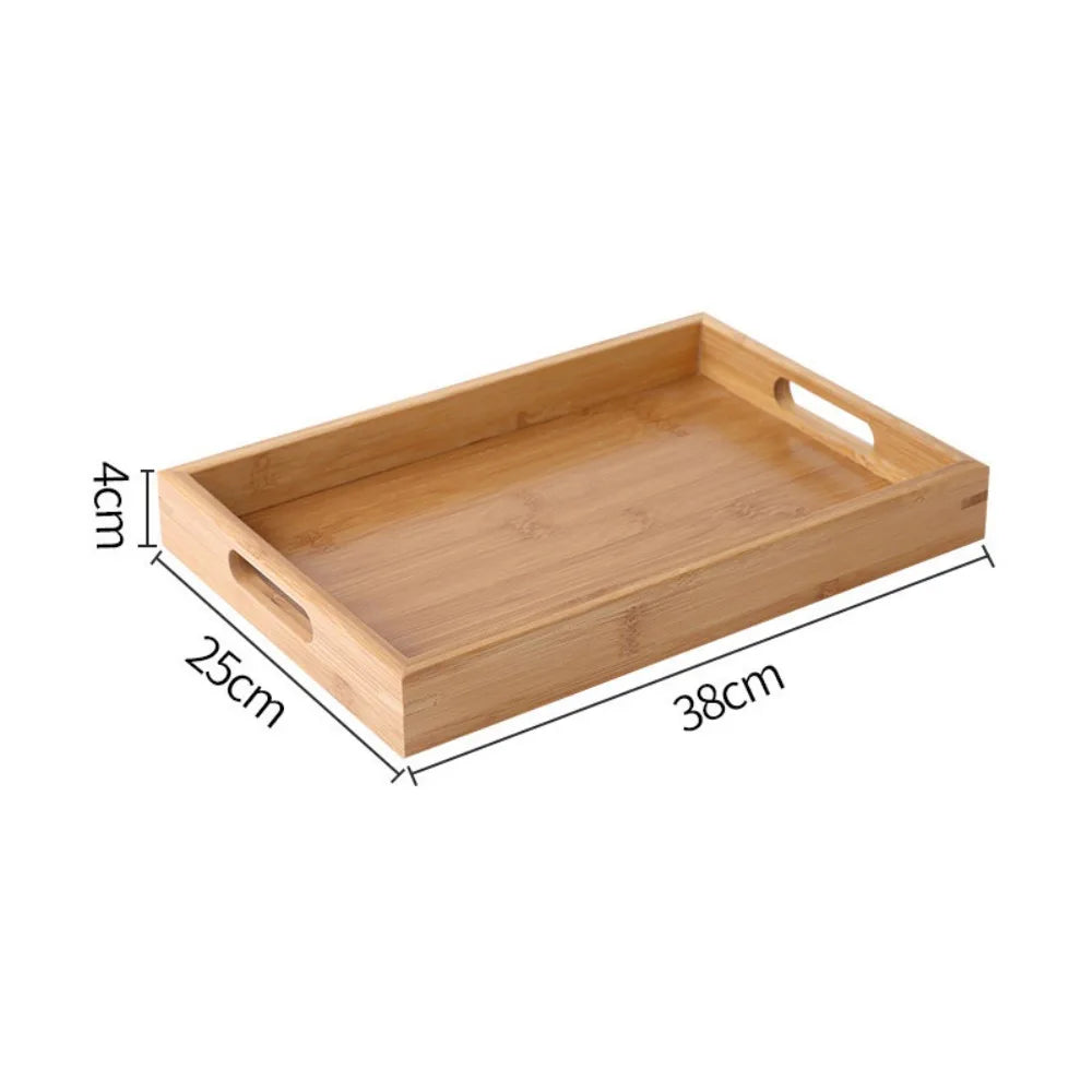 New Rectangular Storage Tray household Solid Wood Tea Tray Bamboo Water Cup Plate Home Living Room Quake 38-25-4cm