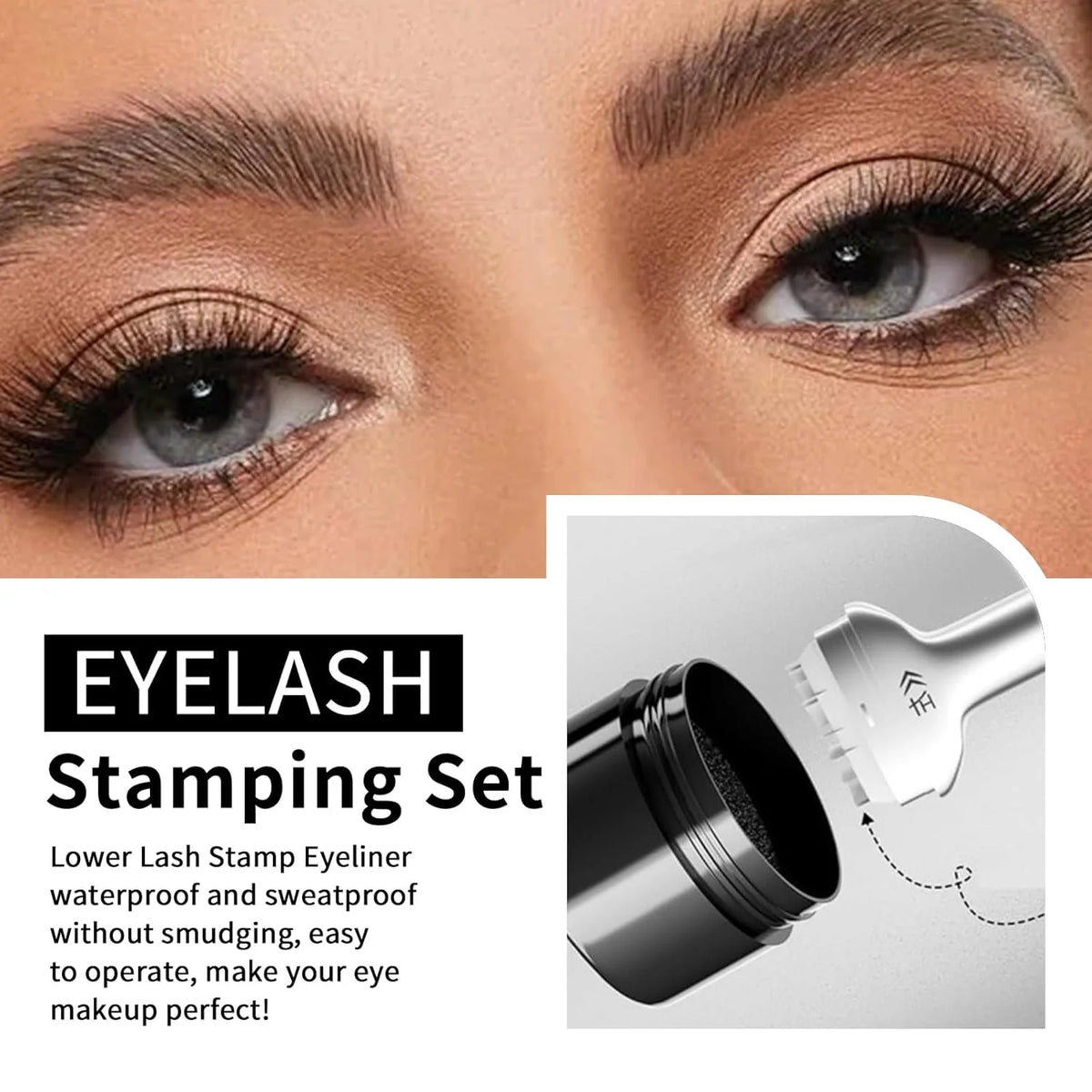 Lower Lash Stamp,2-in-1 Waterproof Sweatproof Eyeliner with Individual Liquid Eyeliner Reusable Eyelash Stamp Set Makeup Quake