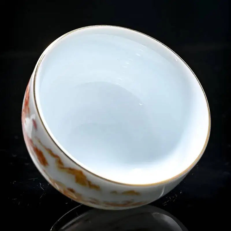 Gold Plated Master Cup Sheep Fat Jade Tea Cup Tasting Cup Personal Kung Fu Teacup Drinking Teacup Quake