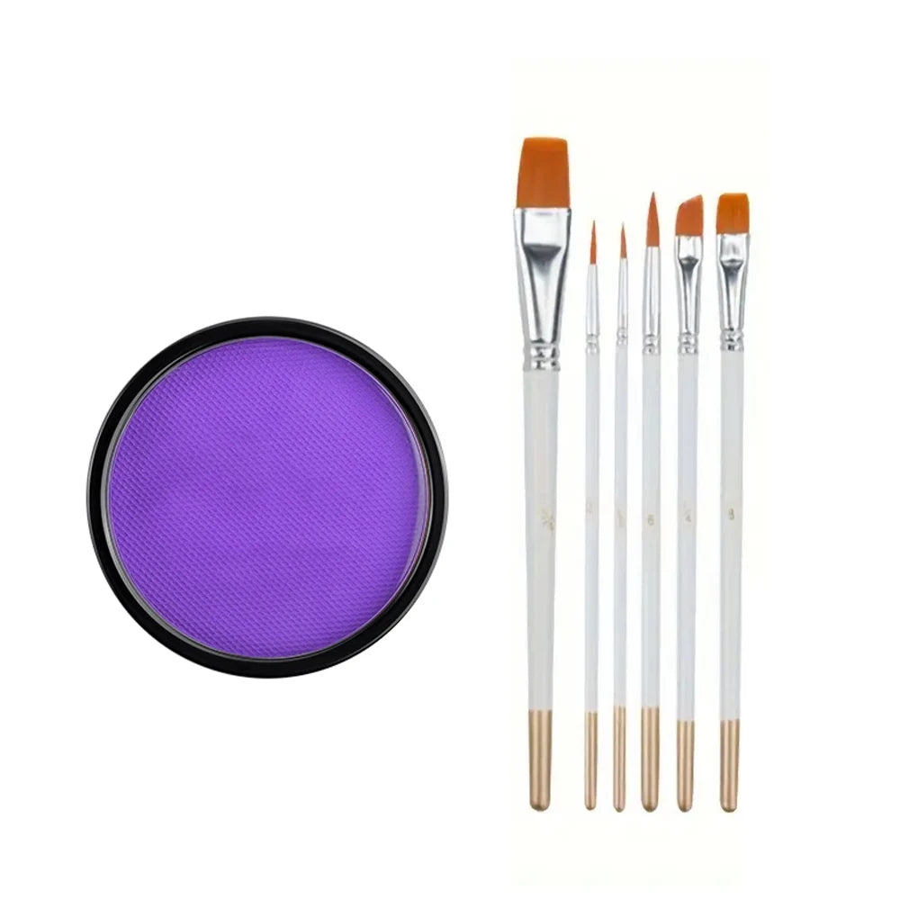 30G Water Monochromatic Face Body Painting Palette Halloween Face Body Paint Makeup Body Partie 10 Brushes and Palettes Set Quake 2pcs purple